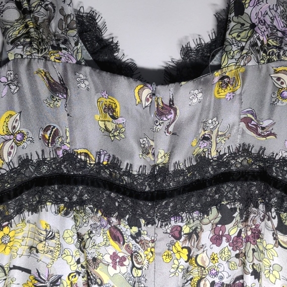 Nanette Lepore Womens Vintage 100% Silk Sweetheart Neck Dress, Floral, Size 0 - Picture 3 of 8